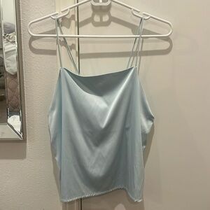 WORN ONCE! Zara blue satin tank
